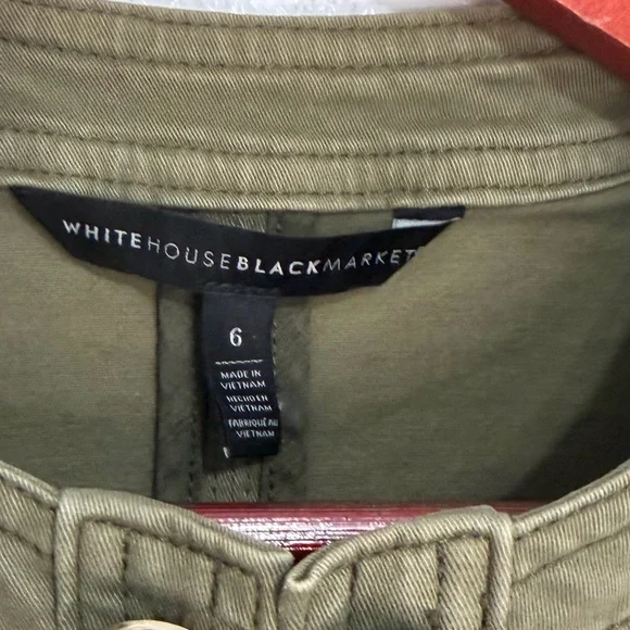 White House Black Market Olive Military Jacket Gold Buttons Utility Size 6 - Picture 7 of 15